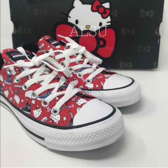 Converse&Hello Kitty Ctas OX 14F Fiery Red Kid’s - Picture 6 of 8
